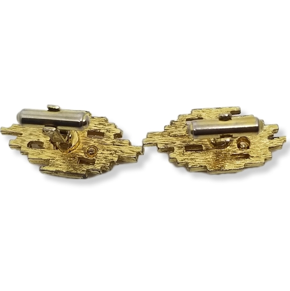 CHRISTIAN DIOR VINTAGE MID CENTURY MODERN GOLDPLATED & TIGERS EYE MENS CUFFLINKS - Picture 7 of 8